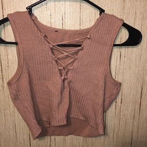 Dusty pink tank top/crop top